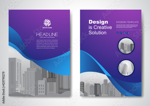 Template vector design for Brochure, AnnualReport, Magazine, Poster, Corporate Presentation, Portfolio, Flyer, infographic, layout modern with blue color size A4, Front and back, Easy to use and edit.