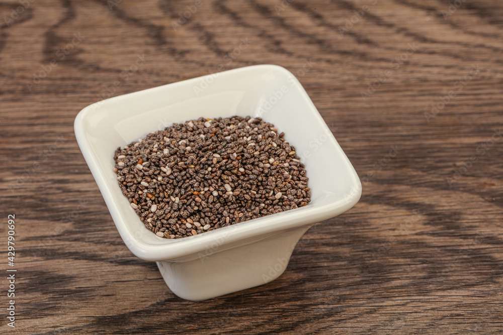 Seasoning chia seeds in the bowl Seasoning chia seeds in the bowl