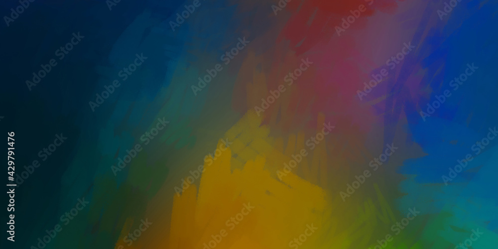 Painted artistic creation. Brushed vibrant wallpaper. Unique and creative illustration. Abstract background of colorful brush strokes.