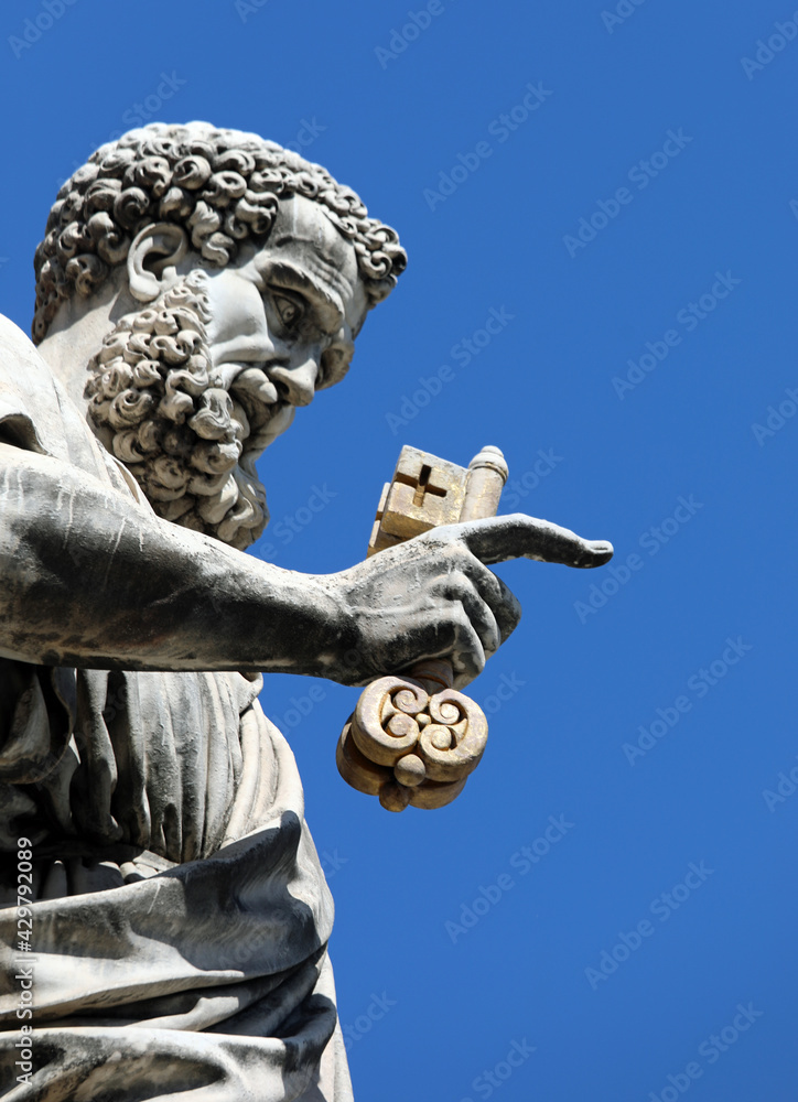 Fototapeta premium saint peter with the long beard and the keys of heaven on background of blue sky
