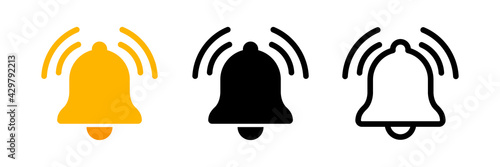 Notification bell icon. Incoming inbox message. New message notofication icons collection. Alarm symbol. Stock vector