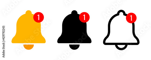 Notification bell icon. Incoming inbox message. New message notofication icons collection. Alarm symbol. Stock vector photo