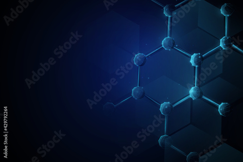 3d of molecule and atoms model. Medical science and biotechnology background. Vector illustration