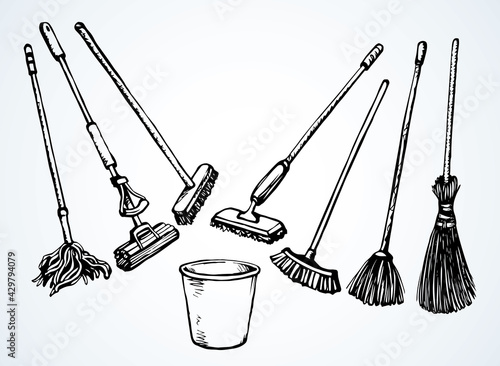 Bin for cleaning. Vector drawing