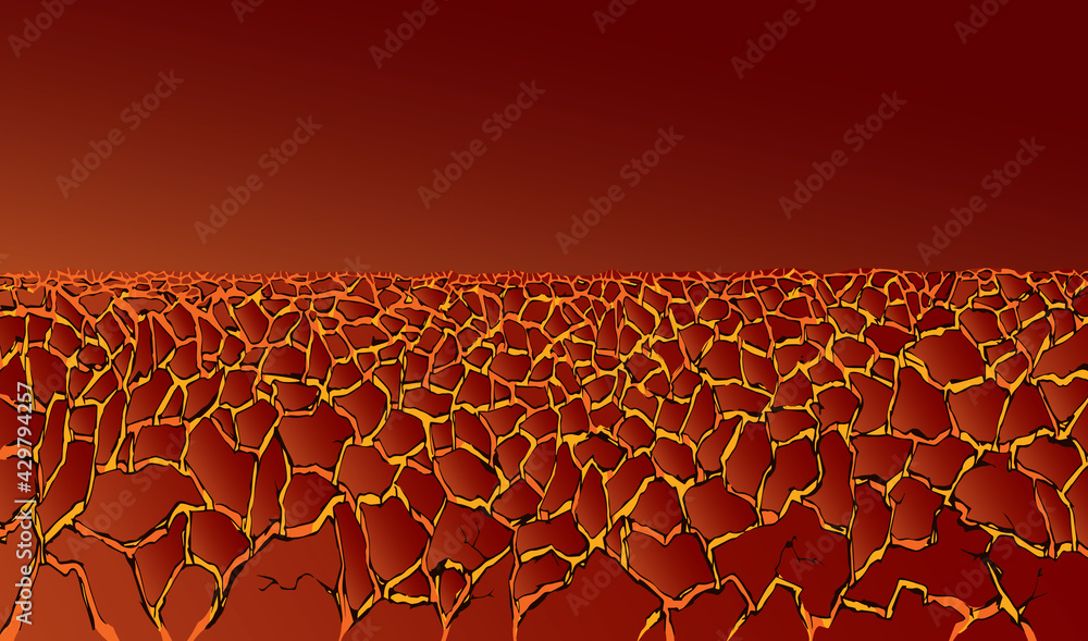 Obraz premium Molten magma. Vector drawing of volcanic lava