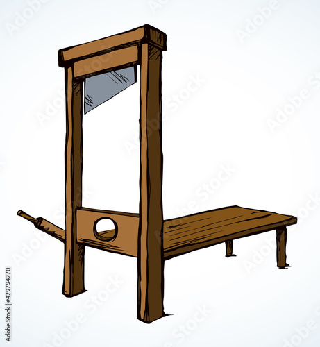 The ancient guillotine. Vector drawing
