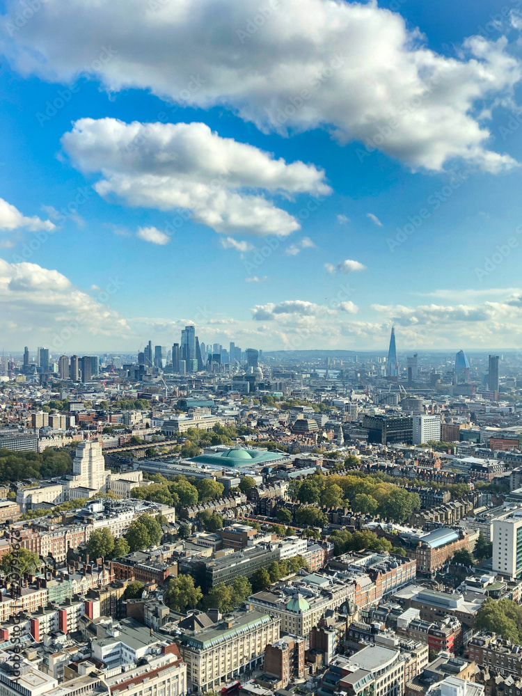Aerial view of London looking South towards City skyline Aerial view of London looking South towards City skyline