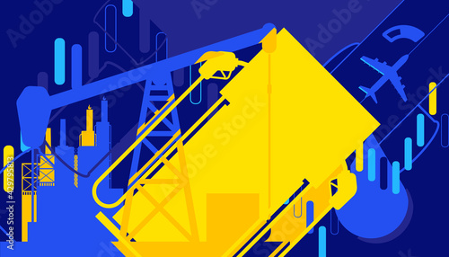 Vector illustration of petroleum products for transport. Oil and gas