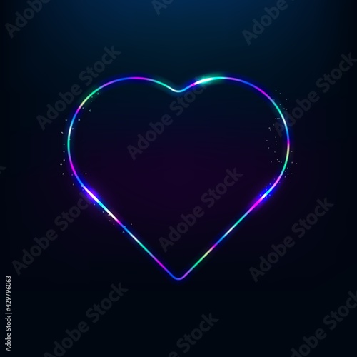 Electric neon sign. Retro neon heart sign on background. Ready for your design  greeting card  banner.