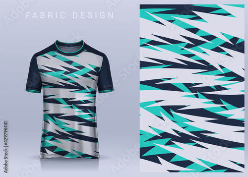Fabric textile geometric design for Sport t-shirt, Soccer jersey mockup for football club. uniform front view.