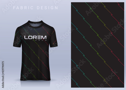 Fabric textile geometric design for Sport t-shirt, Soccer jersey mockup for football club. uniform front view.