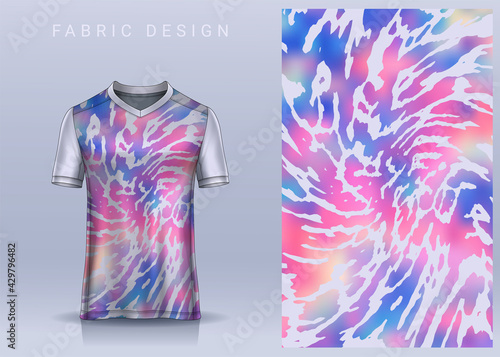 Fabric textile geometric design for Sport t-shirt, Soccer jersey mockup for football club. uniform front view.