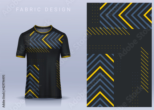 Fabric textile geometric design for Sport t-shirt, Soccer jersey mockup for football club. uniform front view.
