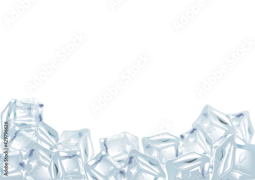 Ice cubes, realistic set, 3d illustration.