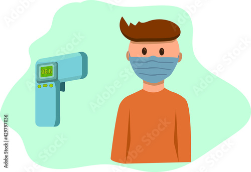 temperature screening with a medical thermometer, precautionary and protective methods against coronavirus