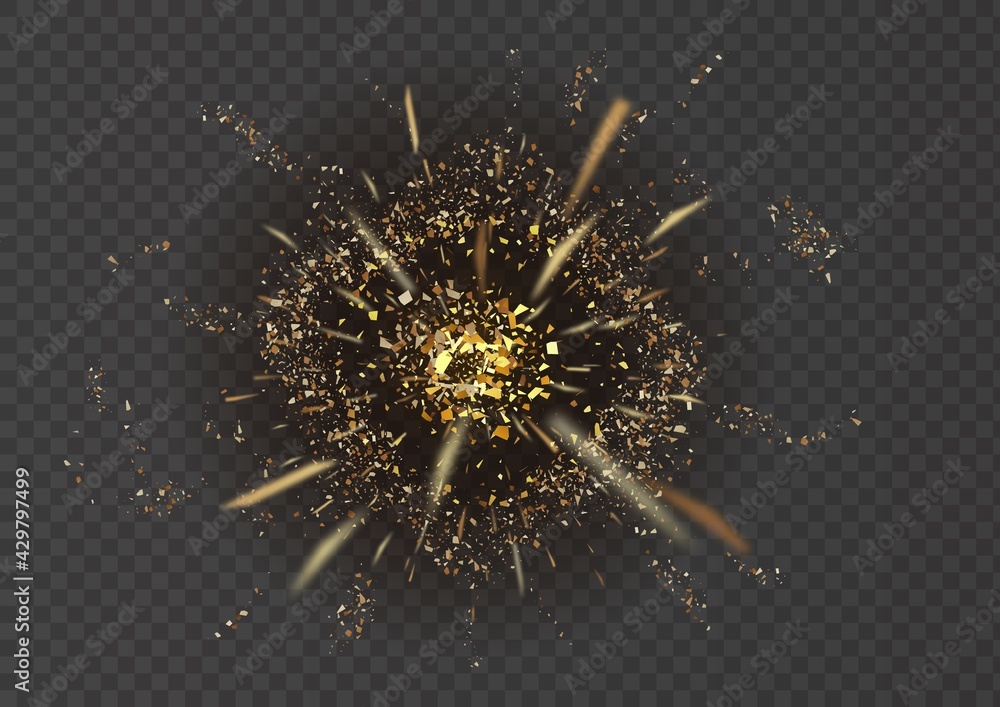 Fototapeta premium Abstract explosion. Star explosion with particles isolated on background.