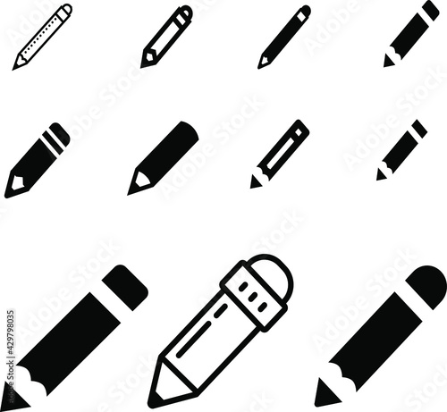 set of pens icons, set of pencil icon