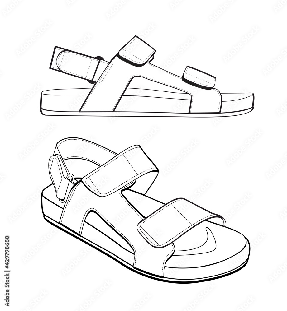 Shoes, sandals, icon, sketch Stock-Vektorgrafik | Adobe Stock