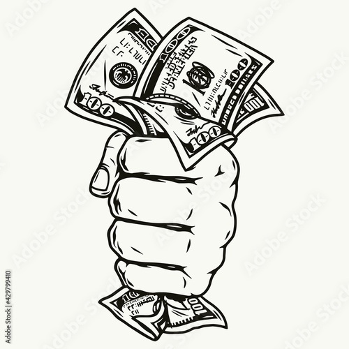 Hand in fist holding dollar banknotes