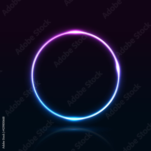 Neon abstract round. Glowing frame.