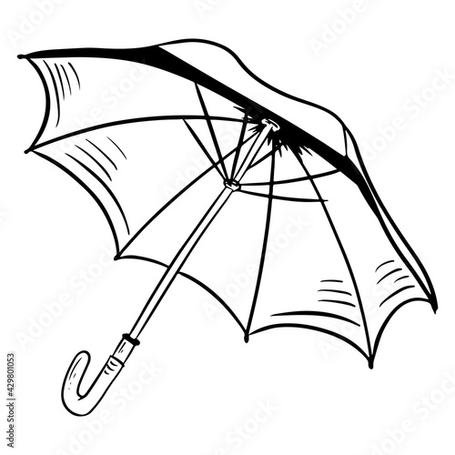 Umbrella for rain, snow and sun. Item for protection from bad weather. Cartoon style.