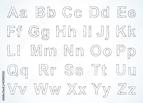 Wallpaper Mural Vector drawing font isolated on white background. Uppercase and lowercase letters of the Latin alphabet Torontodigital.ca
