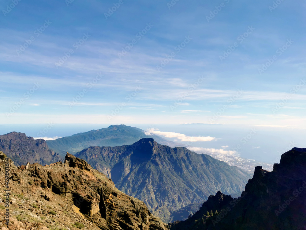 view on the mountains of the island of La Palma, Canaries, Spain