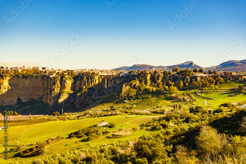 Ronda town and valley, Andalusia, Spain.