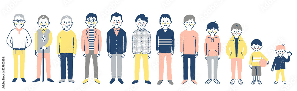 いろいろな世代の男性 全身 セット いろいろな世代の男性 全身 セット