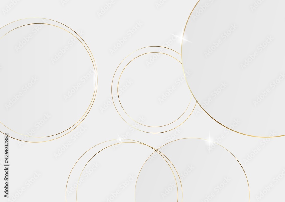 Abstract 3D circle papercut layer white background with gold line effect Abstract 3D circle papercut layer white background with gold line effect
