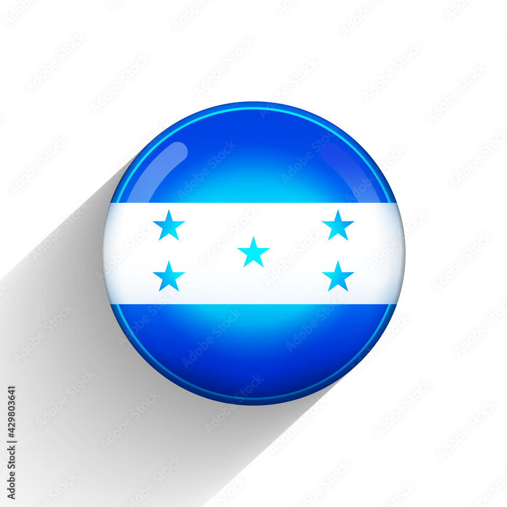 Glass light ball with flag of Honduras. Round sphere, template icon. national symbol. Glossy realistic ball, 3D abstract vector illustration highlighted on a white background. Big bubble Glass light ball with flag of Honduras. Round sphere, template icon. national symbol. Glossy realistic ball, 3D abstract vector illustration highlighted on a white background. Big bubble