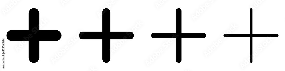 More icon. Set of plus icons. Vector illustration. More icon. Set of plus icons. Vector illustration.