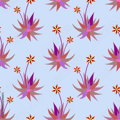 Aloe vera flowers seamless pattern.