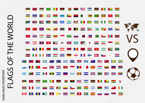 FLAGS OF THE WORLD. World flags all vector color official isolated.