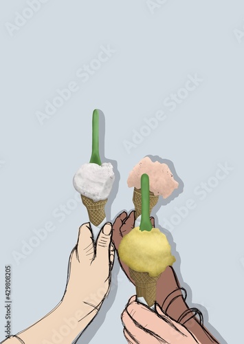 People holding ice-creams