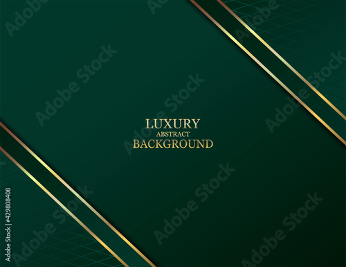 Luxurious green background with a mix of golden lines. Abstract background.