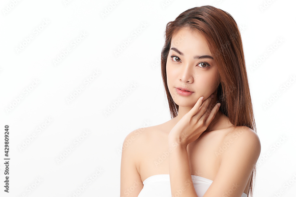 Beautiful young asian woman with clean fresh skin on white background, Face care, Facial treatment, Cosmetology, beauty and spa, Asian women portrait Beautiful young asian woman with clean fresh skin on white background, Face care, Facial treatment, Cosmetology, beauty and spa, Asian women portrait