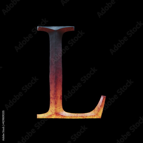 3d letter made of forge hot iron for movie of game logo