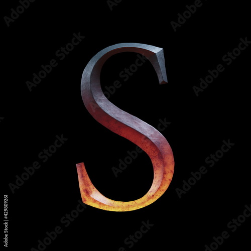 3d letter made of forge hot iron for movie of game logo