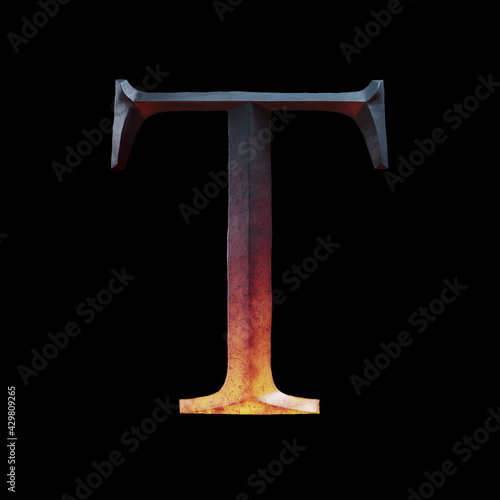 3d letter made of forge hot iron for movie of game logo