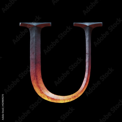 3d letter made of forge hot iron for movie of game logo