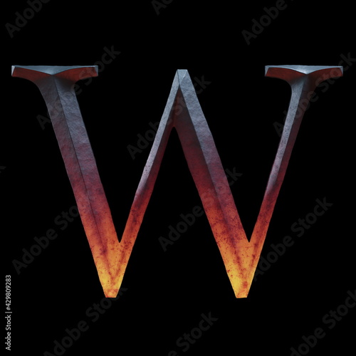 3d letter made of forge hot iron for movie of game logo