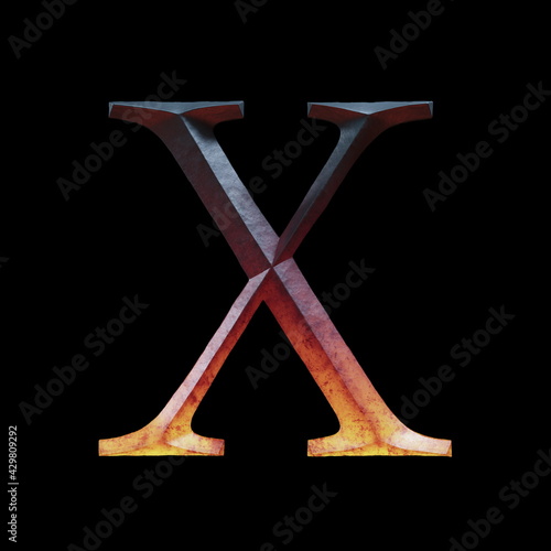 3d letter made of forge hot iron for movie of game logo