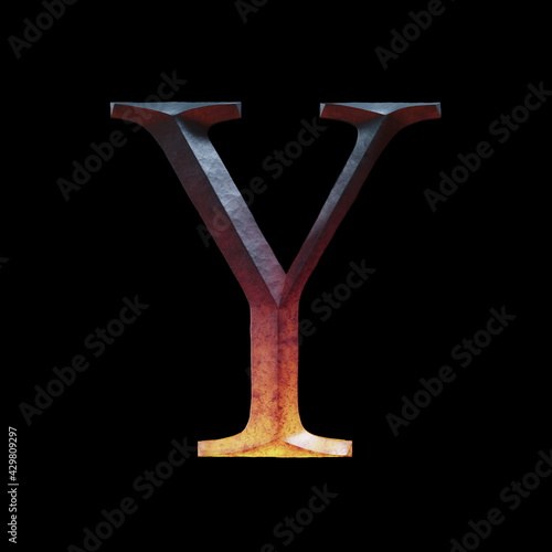 3d letter made of forge hot iron for movie of game logo