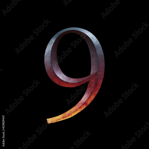 3d letter made of forge hot iron for movie of game logo