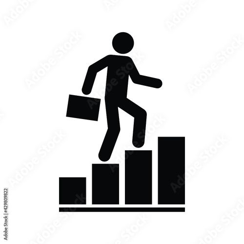Businessman walking up on graph, Business concept growth and the path to success and earning, Icon design vector illustration