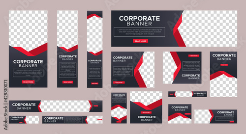 Abstract banner design web template Set, Horizontal header web banner. Modern Gradient red cover header background for website design, Social Media Cover ads banner, flyer, invitation card