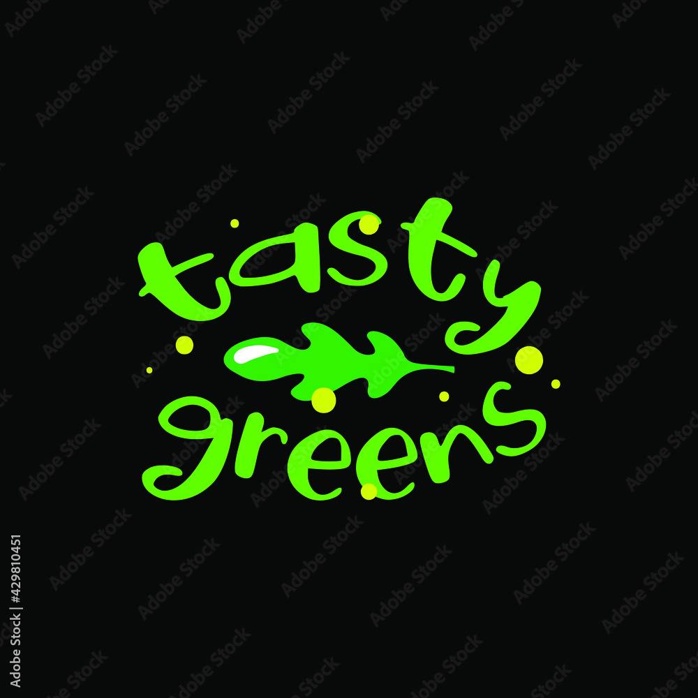 Fototapeta premium Tasty Green illustration. Leaves on the black background.