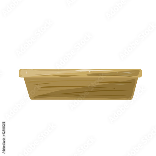 Wooden trough for animals on a white background.