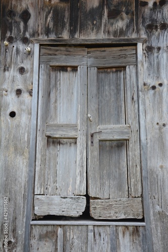 Door of old wooden house.